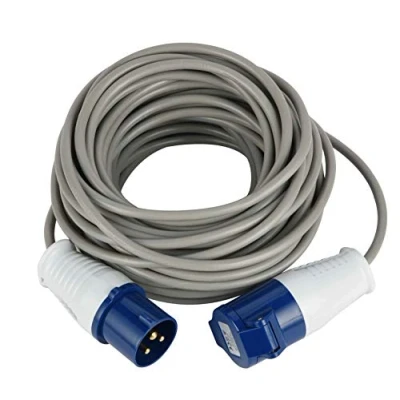 Image of Electraline 46148 Extension 20 mt Industrial socket IEC 3 pole plug Suitable for Camper, Camping, Caravan, Boat, Construction site Gray, IP40