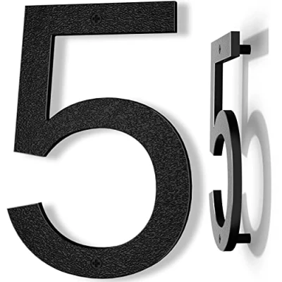 Image of Yafimea 8 Inch Large House Numbers, Black Front Door Abs Plastic Floating Gate Numbers (5)