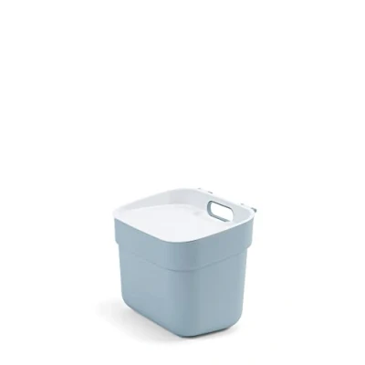 Image of Curver Ready to collect 5 Litre Recycling Bin, Blue/Grey, 100% Recycled Material, 25 x 18.6 20.3 cm