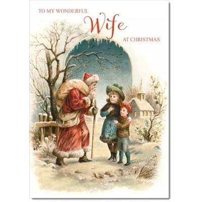 Image of doodlecards Wife Christmas Card Victorian Style Medium Size for with Plain Envelope