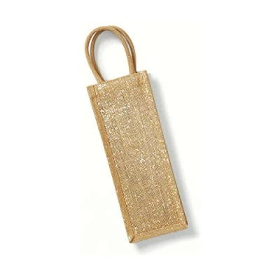 Image of Westford Mill W433 Shimmer Jute Bottle Bag Natural Gold