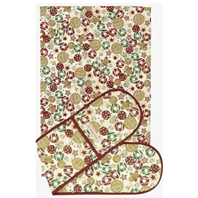 Image of Emma Bridgewater ‘Christmas Biscuits’ Double Oven Gloves And Tea Towel Set