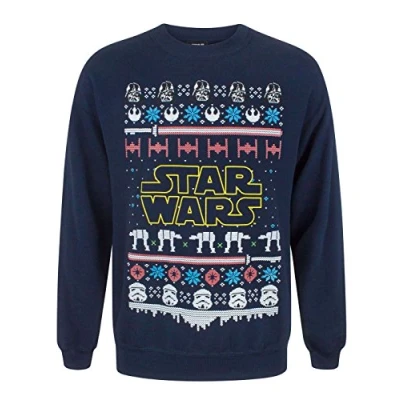 Image of Star Wars Logo Christmas Sweatshirt Blue