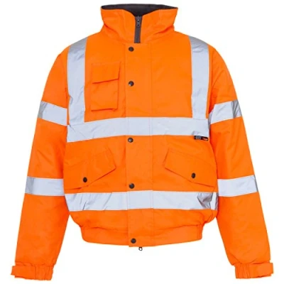 Image of SuperTouch New HI VIZ VIS VISIBILTY Bomber Reflective Contractor Security Work Mens Jacket (Medium, Orange)
