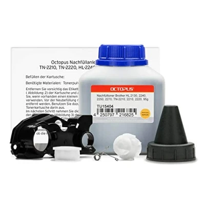 Image of refill set compatible for Brother HL 2130, 2240, 2250, 2270, TN 2010, 2210, 2220, MFC 7460 DN, Fax 2940, 2840, 2845, DCP 7060 N with toner, accessories, incl. instructions, non OEM