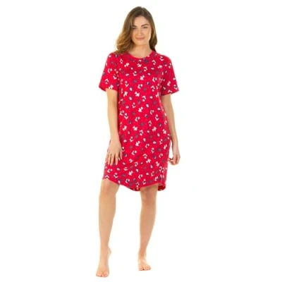 Image of Undercover Ladies &#039;Festive Prints&#039; Short Sleeve Nightie 25254 Red Scotty Dogs Small