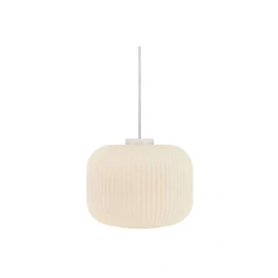 Image of Nordlux UK Milford 30 Ceiling Light Fitting in White Home Decorative Lighting for Kitchen Living Room E27/ES Bulb 40 Watts, LED 3m Textile Cable Glass Pendant Shade 20 x 23.5 cm