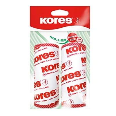 Image of Kores Lint Roller Refill 80 Sheets Rollers for Pet Hair, Furnishing, Clothes, Carpets and More Remover, Home Gadgets, Cleaning Tools Pack of 2