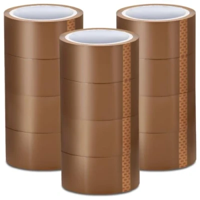 Image of Stick Well Packaging Tape 48mm X 66m, Heavy Duty, Low Noise, Secure &amp; Sticky Brown Parcel for Packing Boxes, Moving Strong House (Brown, 12 Rolls)