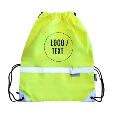 Image of Salzmann 3M drawstring bag with logo print Gym and inner pocket Made Scotchlite