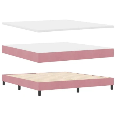 Image of vidaXL Box Spring Bed with Mattress Pink 180x200 cm Velvet