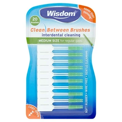 Image of Wisdom WIS8654 Medium Green Clean Between Interdental Brushes Pack of 3, Total 60
