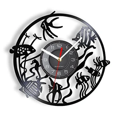 Image of Smotly Vinyl wall clock, marine biological theme analog decoration clock gift!