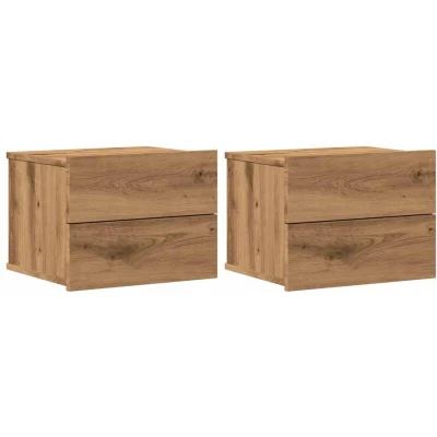 Image of vidaXL Wall mounted Bedside Cabinets 2 pcs Artisan Oak 40x32x30 cm