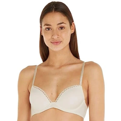 Image of Calvin Klein Women&#039;s Bras Push Up Bra Picot Lace Trim Everyday Comfort For Women Clothes Ladies Tops Ivory 30DD
