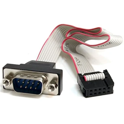 Image of StarTech.com PNL9M16 9 Pin Serial Male to 10 Motherboard Header Panel Mount Cable, Gray, 16 inch