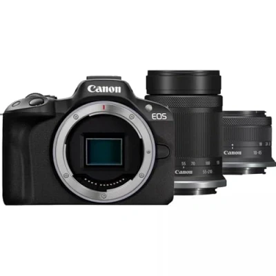 Image of Canon EOS R50 Mirrorless Camera + RF S 18 45mm F4.5 6.3 IS STM 55 210mm F5 7.1 Lens 24.2MP, APS C, 15fps 4K Oversampled 6K Video Wi Fi, Bluetooth Compact for Travel &amp; Vlogging
