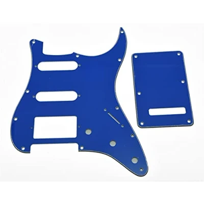 Image of Dopro Strat HSS Guitar Pickguard ST Back Plate Tremolo Cover for USA/Mexican FD Blue 3 Ply