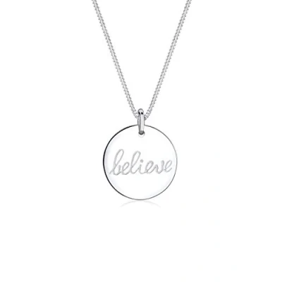 Image of Elli Women Genuine Jewellery Necklaces Pendant Neckwear Circle Wordings 925 Sterling Silver Length 45 cm