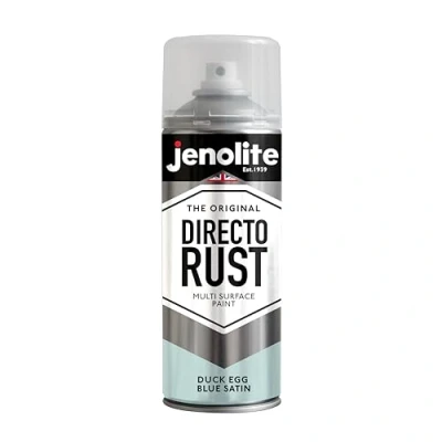 Image of JENOLITE Directorust Spray Paint Satin Finish DUCK EGG BLUE 400ml Direct To Rust for Metal All In One Multi Surface Metal, Wood, Plastic, Ceramic BS 16C33