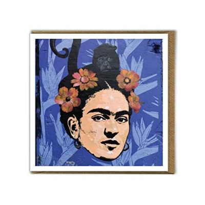 Image of Street Art Graffiti Frida Kahlo Mural Blank Greeting Card