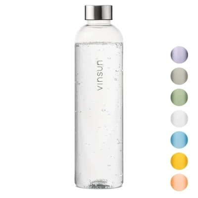 Image of VINSUN Water Bottle 1L Transparent Leak proof Flask BPA free, Reusable, Tritan Drinks for Sports, Gym, Travel, School, Cycling, Running, Work
