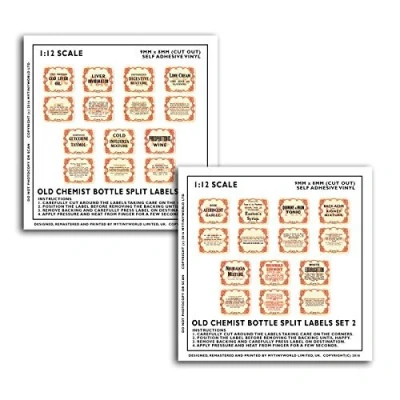 Image of MyTinyWorld 14 x 2 Part Dolls House Miniature Apothecary Labels