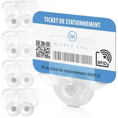 Image of Wicked Chili 8x parking Permit, Ticket and Note Holder for Car Windscreen, Clips with Removable Suction Cup, Avoid fine, Set of 8 (Made in Germany) transparent