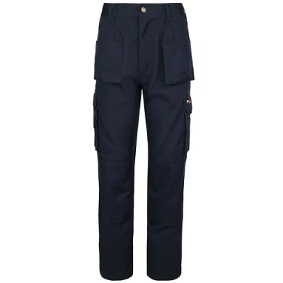 Image of TuffStuff Pro Work Long Trousers 32 Waist Navy Cargo For Men Triple Stitched Seams Features Knee Pad Pockets Mens
