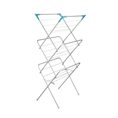Image of AL AJAL 3 Tier Clothes Airer Drying Indoor and Outdoor Laundry Rack with Non Slip Feet Corner Spaces for Hangers, Flat Foldable Space