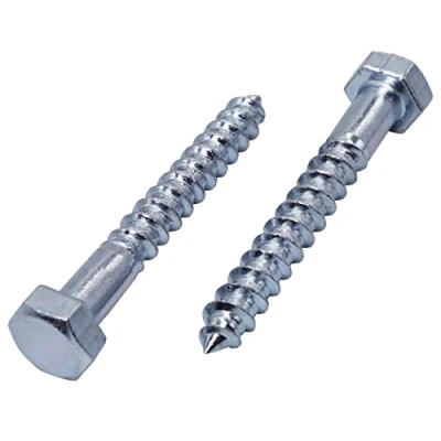 Image of (Pack of 40 pcs) DIN 571 Zinc Plated Steel Hexagon Wood Screws M8 x 60 mm, Hex Screw, Lag Bolts, Head, Coach (40, mm)