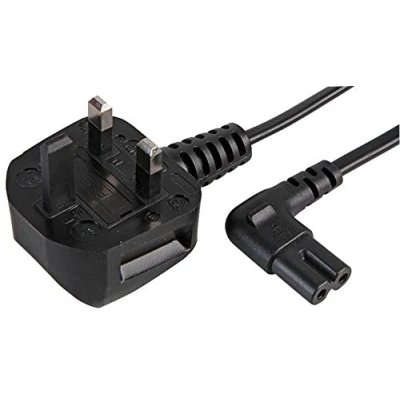 Image of Pro Elec PEL00519 3 m UK Plug to Right Angled Figure 8 (C7) Power Cable, Black