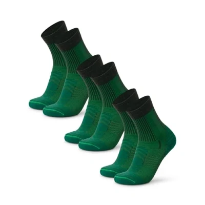 Image of DANISH ENDURANCE Walking Socks Merino Wool Lightweight, Anti Blister Hiking Socks, Breathable Trekking for Men &amp; Women, Unisex, 3 Pack, Green 5