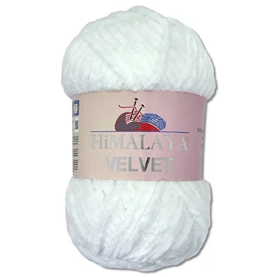 Image of Wohnkult Himalaya 100 g Velvet Dolphin Wool 40 Colours to Choose From Chenille Knitting Yarn Fleece Shine Accessory Clothing Blankets (90001 Snow White)
