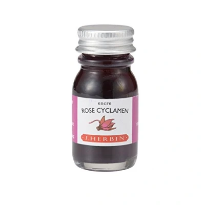 Image of Herbin 11566T 10ml bottle of ink for fountain pens and rollerball (product without packaging zero waste objective), Rose cyclamen/Cyclamen Pink