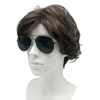 Image of SKHAOVS Men&#039;s Wig 70s 80s Disco Short Curly Fluffy Cosplay Halloween Daily Costume Rocking Dude Punk Metal Rocker Character Layered, with Adjustable Straps to Hold Wigs (Brown)