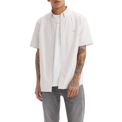Image of Levi&#039;s Authentic Button DOWN Shirt, Men&#039;s, Size: XL, Cupertino stripe bright white