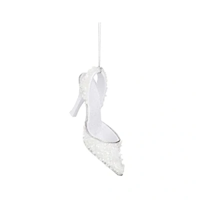 Image of 12cm Glitter / Sequin Shoe Christmas Tree Decoration White