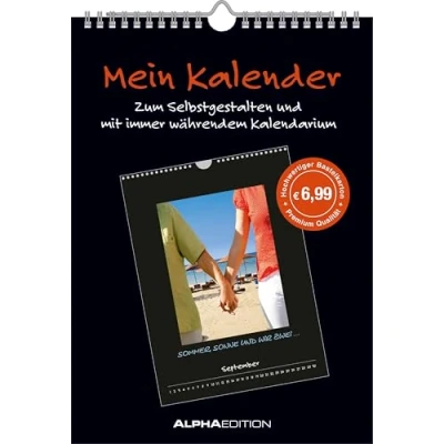 Image of Mein Kalender Bastelkalender 21x29,7 schwarz Do it yourself calendar A4 immerwährend Foto Alpha Edition: (schwarz)