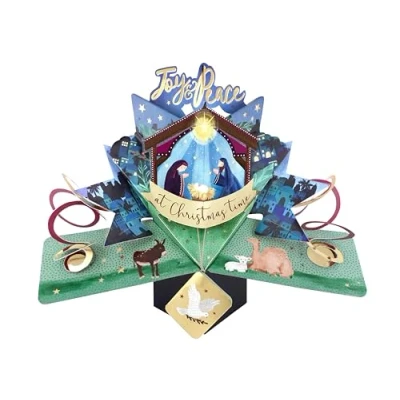 Image of Nativity Scene Pop Up Christmas Greeting Card Second Nature 3D Cards Ups XPOP070