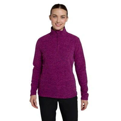 Image of Mountain Warehouse Snowdon Womens Fleece Top Warm Pullover, Lightweight Sweater, Half Zip, Breathable Ladies Tee, Quick Drying For Autumn Winter, Walking, Travelling Grape Women&#039;s Size 12