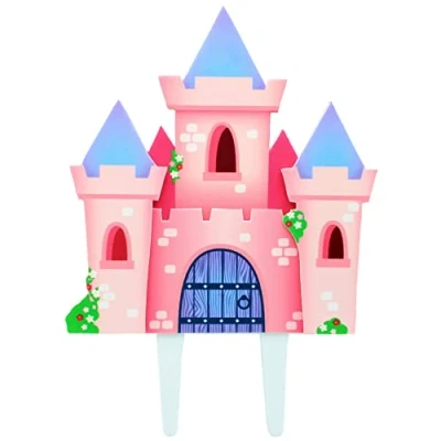 Image of Culpitt Princess Castle Cake Topper, 3 Layer Gumpaste Decoration, Colourful Pink Food Safe For Girls Birthday, 165 x 230mm, 21373, Multicolour