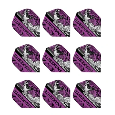 Image of RED DRAGON Snakebite Hardcore Coiled Snakeskin Purple Dart Flights 3 sets Per Pack (9 in total)