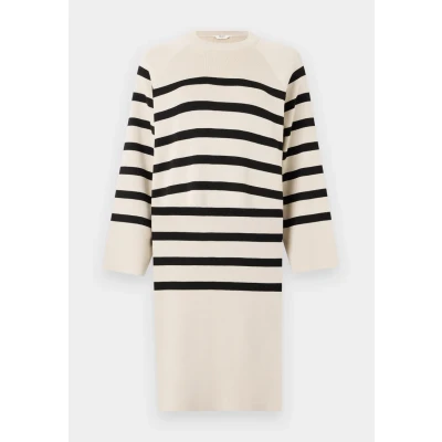 Image of Object Women&#039;s Objester L/S Knit Dress Noos, Sandshell/Stripes: Black, L