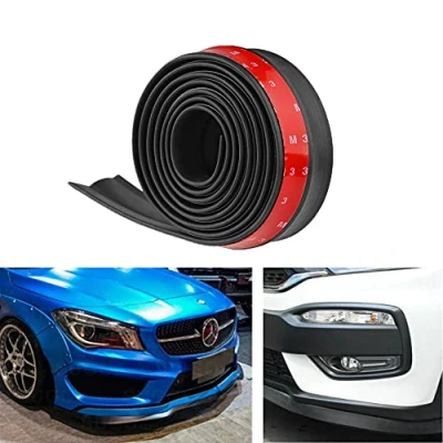 Image of BoYeeBo Universal Car Front Bumper Protector Self adhesive Auto Splitter Body Spoiler Skirt Rubber Lip Trim Spoiler, 2.5M/8.2ft (Black)