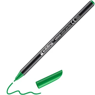 Image of edding 1200 Colour Pen Fine Neon Green 1 Round Tip mm Felt for Drawing and Writing School or Mandala