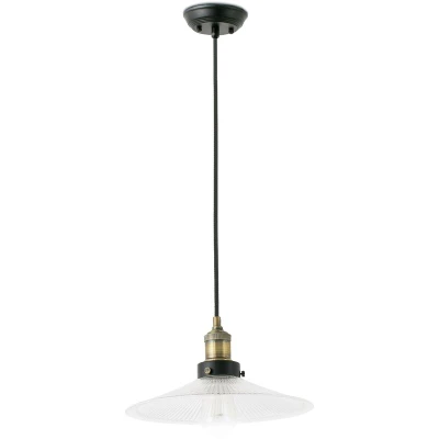 Image of Halita 1 Light Dome Ceiling Pendant Antique Brass with Plate Shade, E27