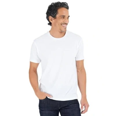Image of True Classic Mens T Shirts Short Sleeve Crew Neck Plain Shirt for Men, Pack of 1, White, L