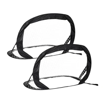 Image of Relaxdays 2x Pop up Football Gate, Goals, Soccer Practice, Sport Equipment, Kids &amp; Adults, HWD: 80 x 120 85 cm, Black, Polyester