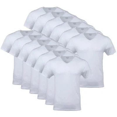 Image of Gildan Men&#039;s V Neck T Shirts, Multipack, Style G1103, White (12 Pack), Medium